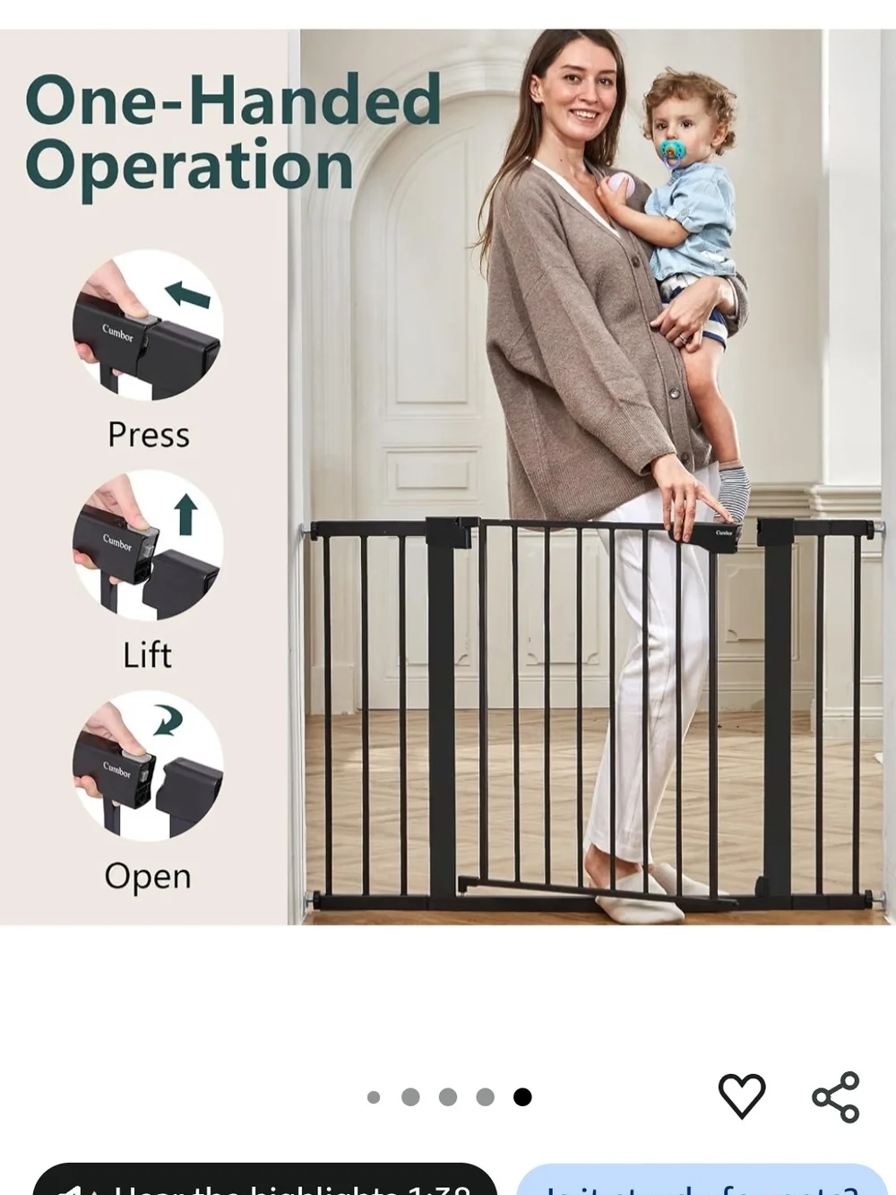 Lock Black Pet Safety Gate for Dogs